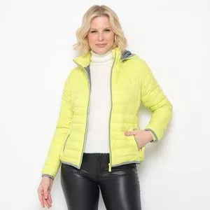 Jaqueta Puffer Com Capuz<BR>- Amarelo Claro<BR>- Canal