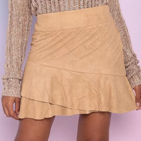 Saia Curta Em Suede- Bege- Canal