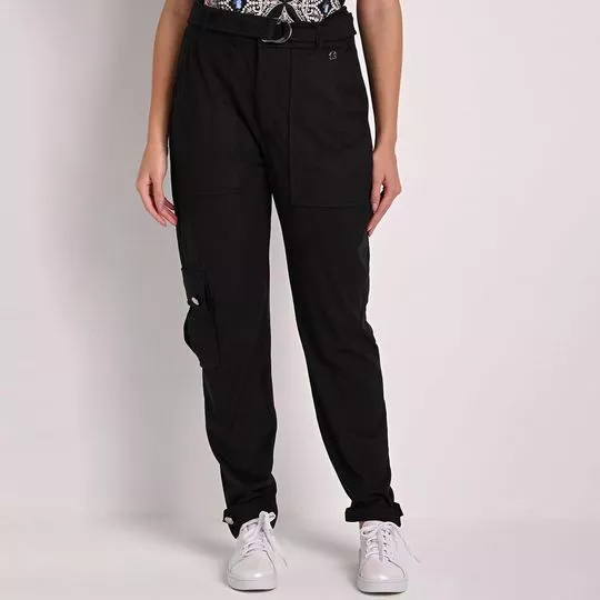Calça Jogger Com Recortes- Preta
