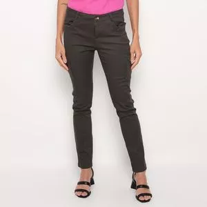 Calça Cargo Em Sarja<BR>- Marrom Escuro
