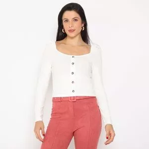 Cropped Canelado<BR>- Off White<BR>- Canal