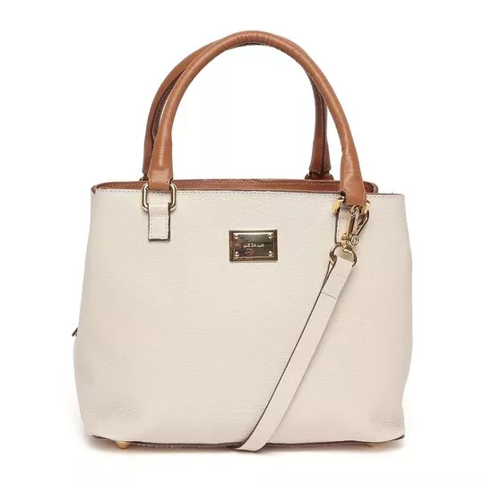 Bolsa Tote Lisa - Off White & Caramelo - Luz da Lua