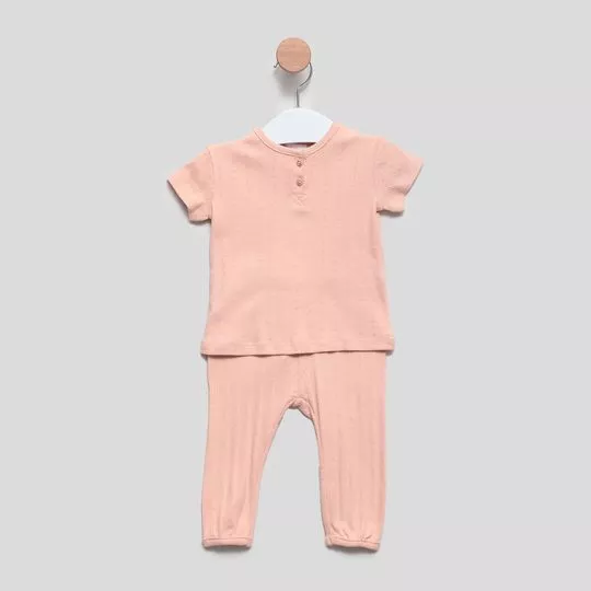 Pijama Canelado- Rosa Claro