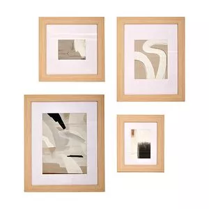 Jogo De Quadros Decorativos<BR>- Off White & Bege<BR>- 4Pçs<BR>- Mart