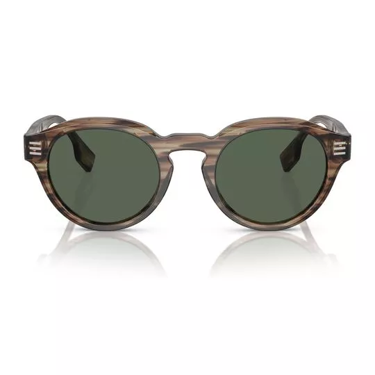 Óculos De Sol Arredondado- Preto & Marrom- Burberry