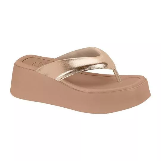 Tamanco Plataforma Liso- Bege Claro- Salto: 6cm