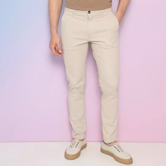 Calça Skinny Básica- Bege Claro- Side walk
