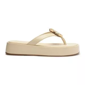 Sandália Plataforma Com Aviamento<BR>- Off White