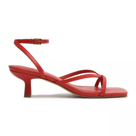 Sandália Em Couro- Vermelho Escuro