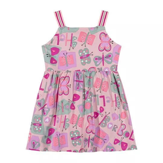 Vestido Abstrato- Rosa & Verde Água