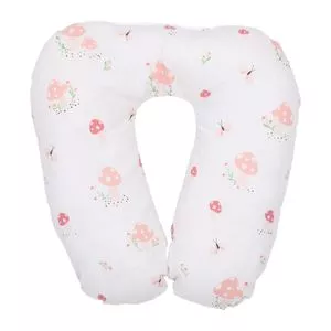 Almofada De Pescoço Cogumelos<BR>- Branca & Rosa Claro<BR>- 26x25x6cm<BR>- Papi Baby