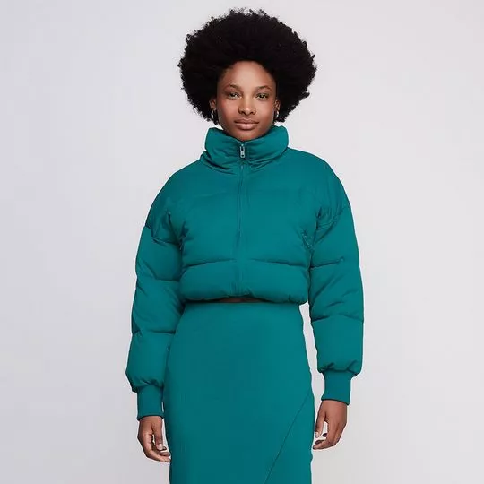 Jaqueta Puffer Em Matelassê- Verde Escuro- Dzarm