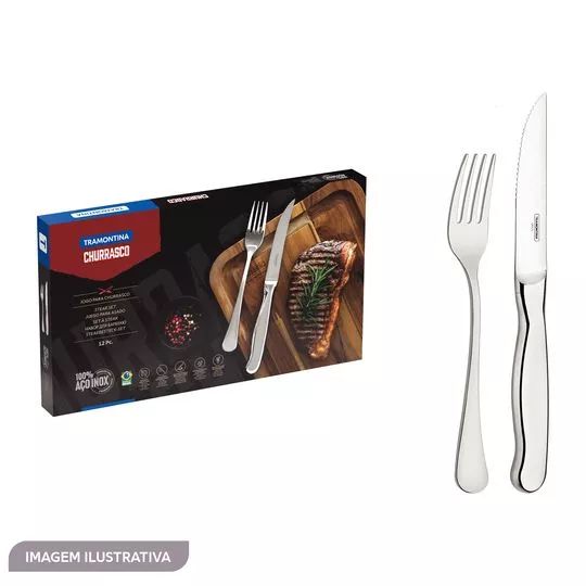 Jogo De Talheres Para Churrasco Zurique- Inox- 12Pçs