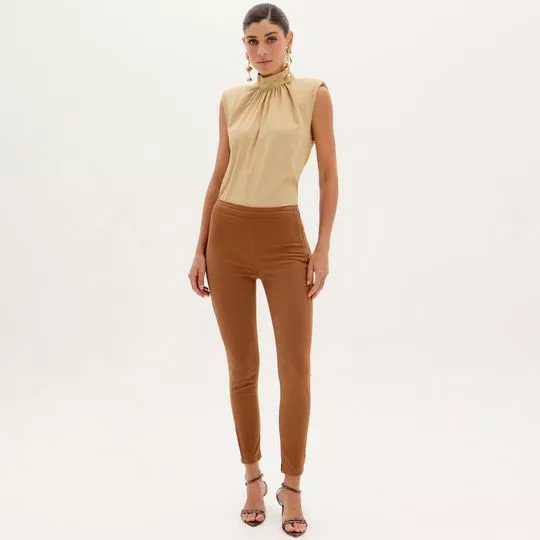 Calça Jegging Super High Em Sarja- Laranja Escuro- Lança Perfume
