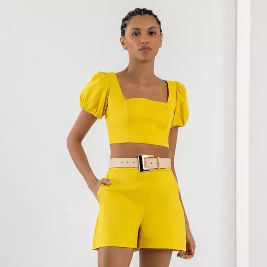 Cropped Liso- Amarelo- LEZ A LEZ