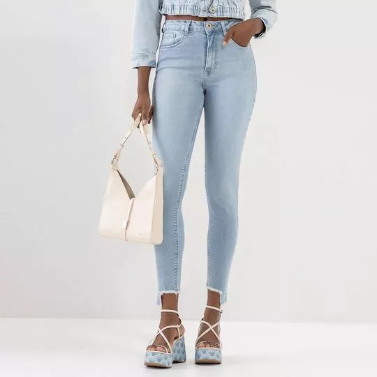 Calça Jeans Skinny Estonada- Azul Claro