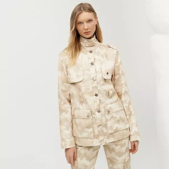 Parka Abstrata- Bege & Marrom Claro