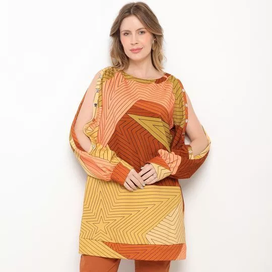 Blusa Alongada Estrelas- Amarela & Laranja- LEZ A LEZ