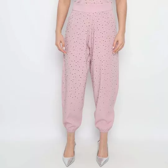 Calça Jogging Aplicações- Rosa & Prateada