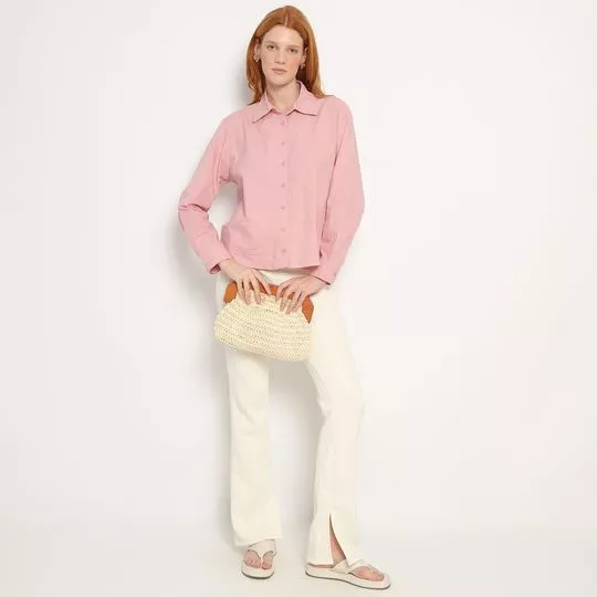 Calça Boot Cut Texturizada- Off White