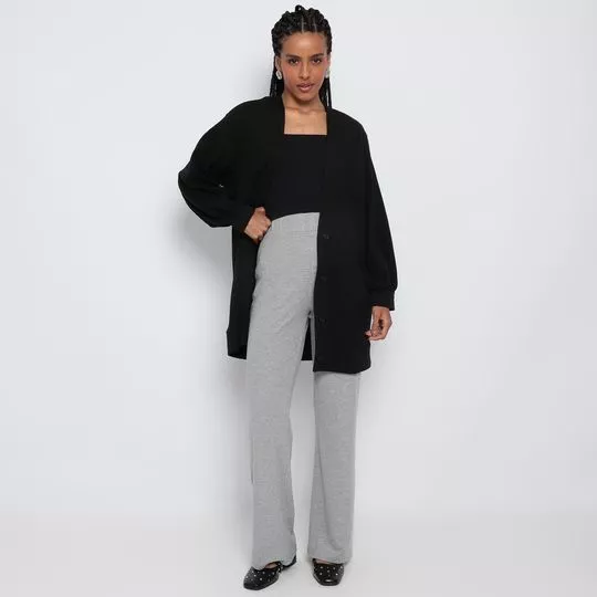Calça Wide Leg Canelada- Cinza