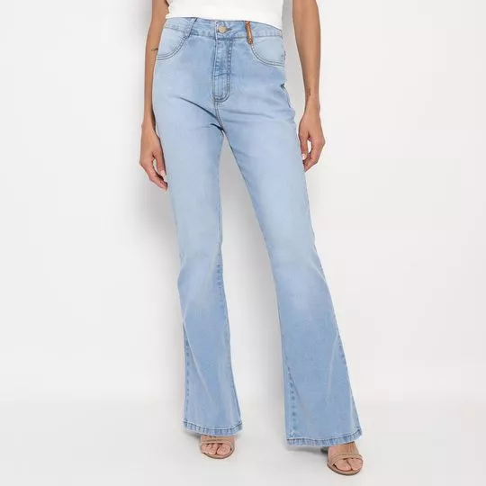 Calça Jeans Boot Cut Estonada- Azul Claro- Morena Rosa