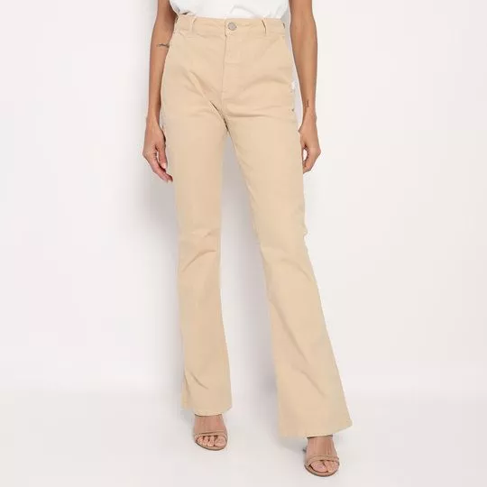 Calça Boot Cut Lisa- Bege- Morena Rosa
