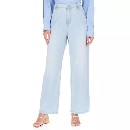 Calça Wide Leg Jeans- Azul Claro- Iódice
