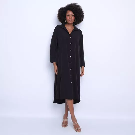 Chemise Midi Liso - Preta - Morena Rosa