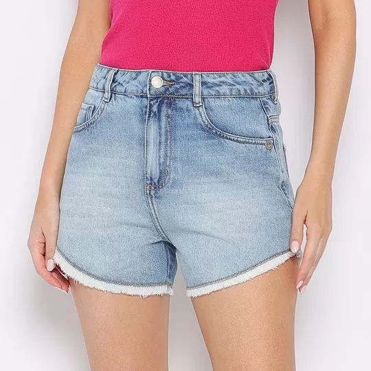 Short Jeans Com Bolsos- Azul Claro- Iódice
