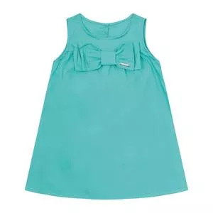 Vestido Com Laço<BR>- Azul Turquesa<BR>- Carinhoso