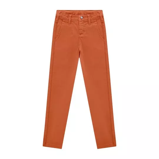 Calça Reta Lisa- Laranja