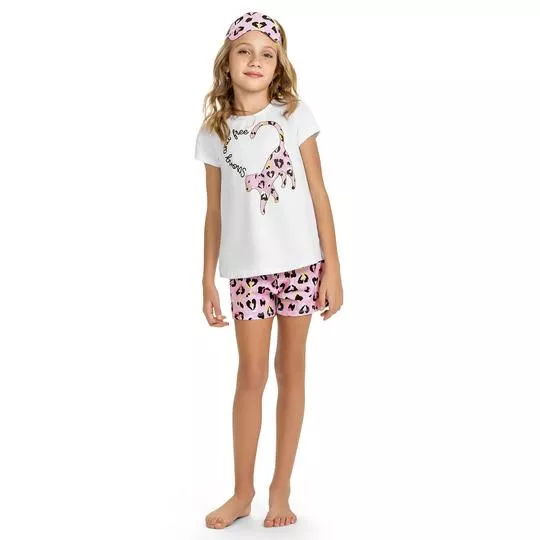 Pijama Oncinha- Branco & Rosa Claro