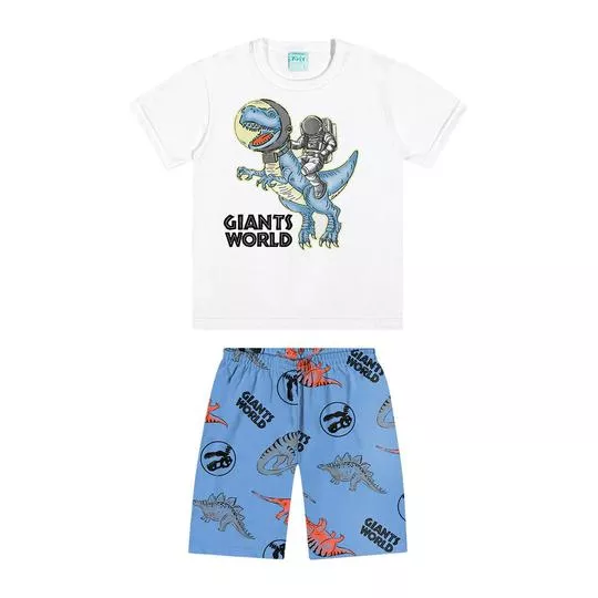 Pijama Dinossauros- Branco & Azul