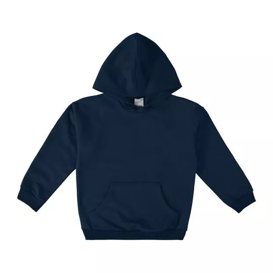 Blusão Em Moletom Com Capuz- Azul Marinho- Malwee
