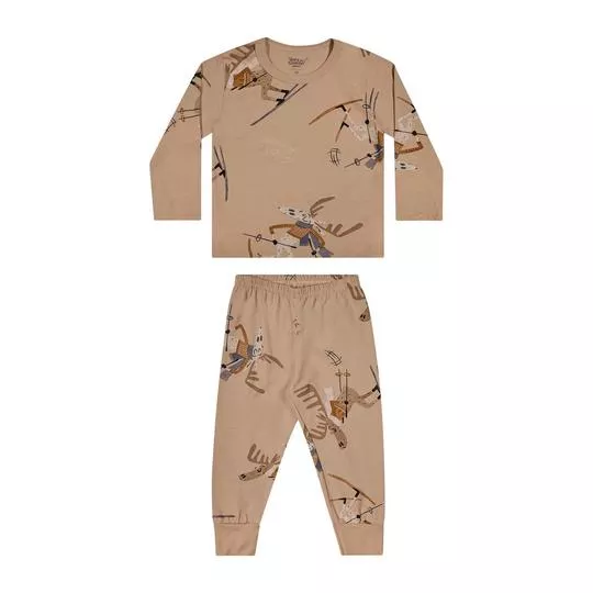 Pijama Bichinhos- Bege Escuro & Marrom
