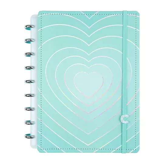Caderno Inteligente Médio Love- Verde Água- 80 Folhas