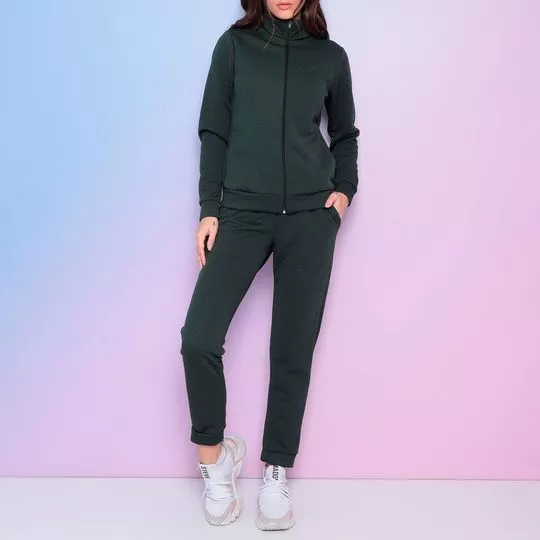 Conjunto De Jaqueta & Calça Jogger Em Matelassê- Verde Escuro- Verbo Fitness