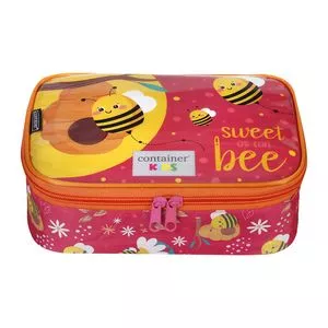 Estojo Abelha<BR>- Pink & Amarelo<BR>- 7,5x24x17cm