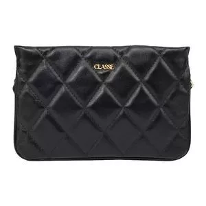 Bolsa Transversal Em Couro<BR>- Preta<BR>- Classe Couro