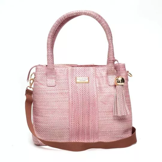 Bolsa De Ombro Em Couro Com Tag- Vermelha & Branca