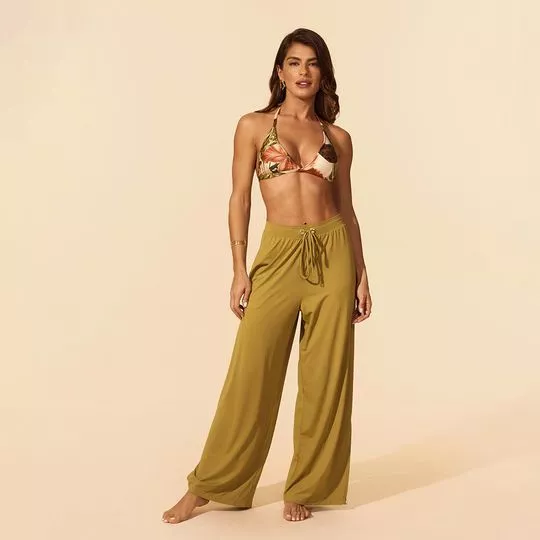 Calça Pantalona Com Proteção UV- Amarelo Escuro- Lua Morena