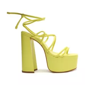Sandália Meia Pata Com Tiras<BR>- Verde Limão<BR>- Salto: 14cm<BR>- Schutz