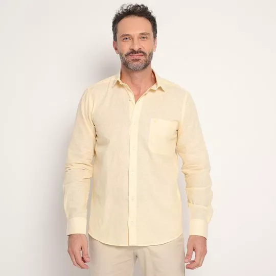 Camisa Classic Fit Em Linho- Amarela