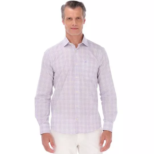 Camisa Classic Fit Xadrez- Lilás & Branca