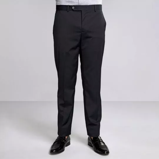 Calça Reta Com Bolsos- Preta
