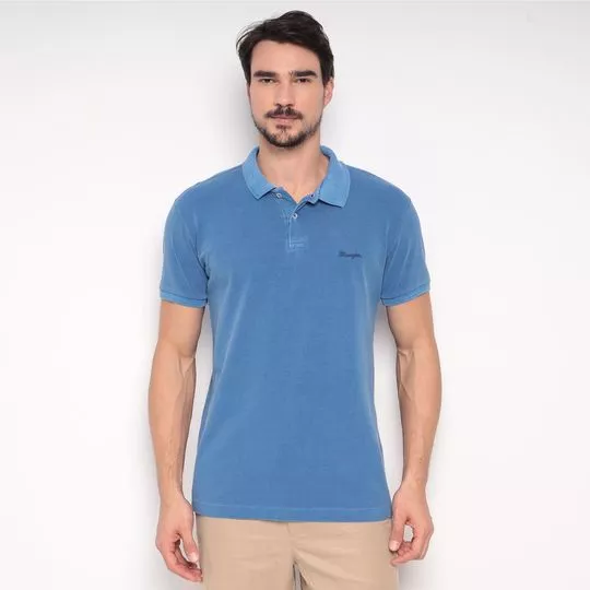 Polo Com Bordado- Azul Royal