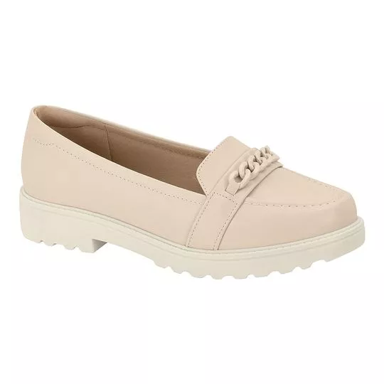 Loafer Com Aviamento- Bege Claro