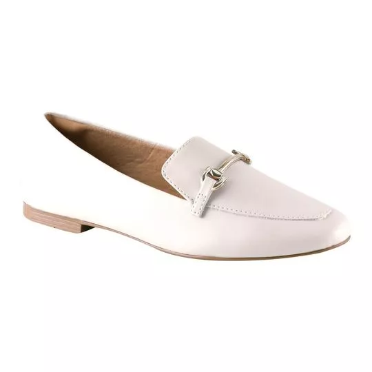 Loafer Com Recorte- Off White- VIA UNO