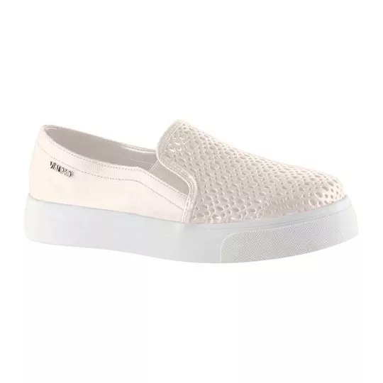 Slip On Em Couro Metalizado - Off White -  - VIA UNO